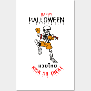 Halloween Skeleton Muay Thai Kickboxing Posters and Art